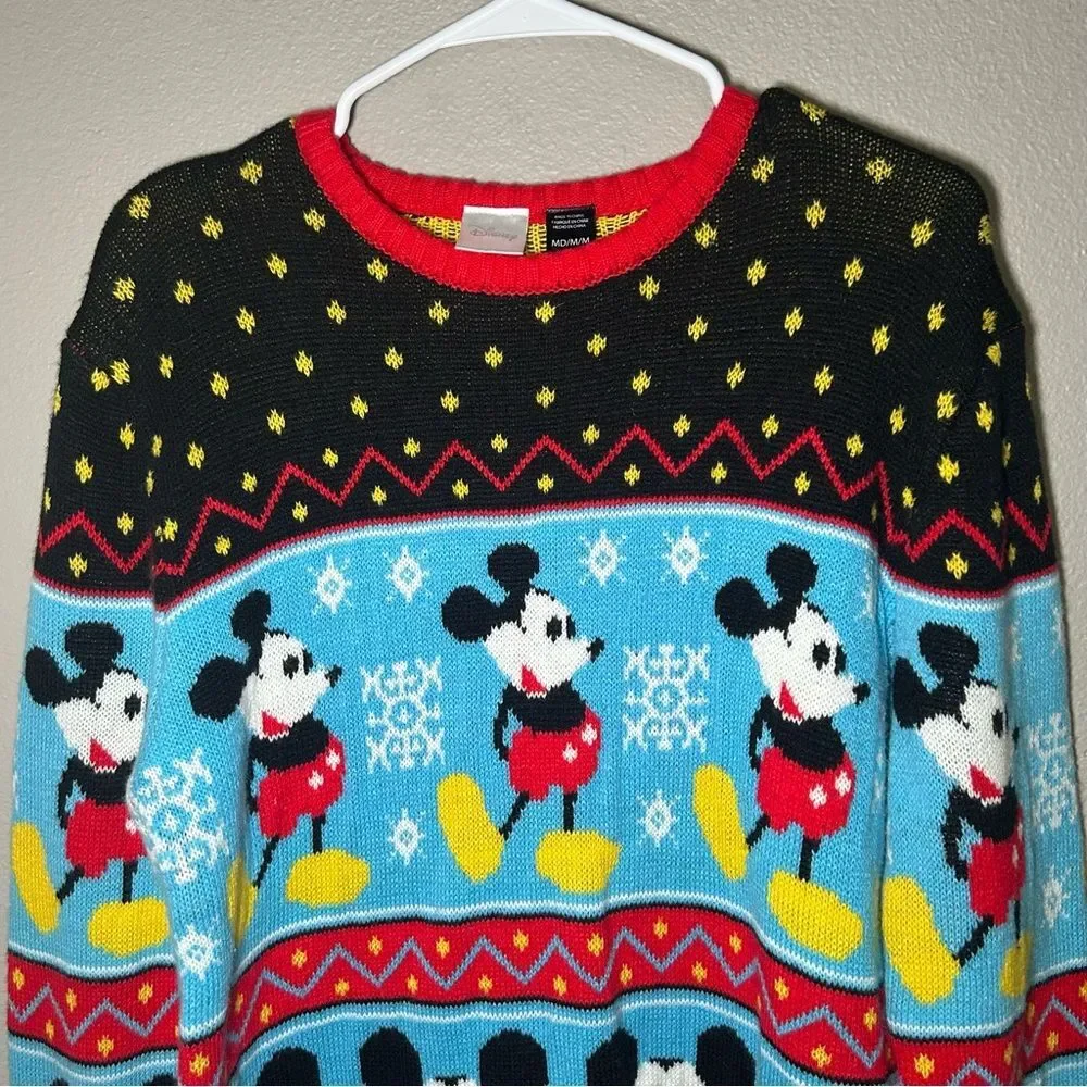 Disney Mickey Mouse Fairisle Knit Ugly Christmas Sweater Men’s Size Medium
